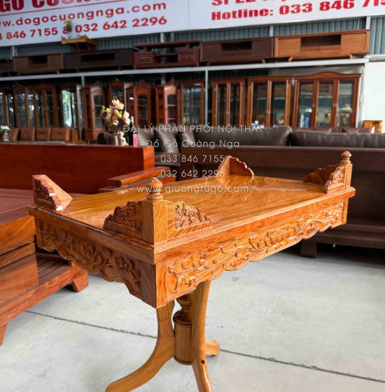 Bàn Thờ Treo Tường Gỗ Hương Đá Chạm Sen