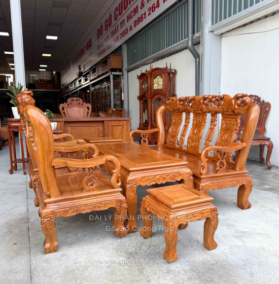 Ghế Salon Gỗ Gõ Đỏ Tay 10 - 6 Món Cao Cấp 
