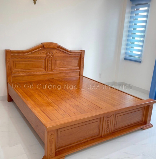 Giường gỗ gõ đỏ hiện đại vạt phản 