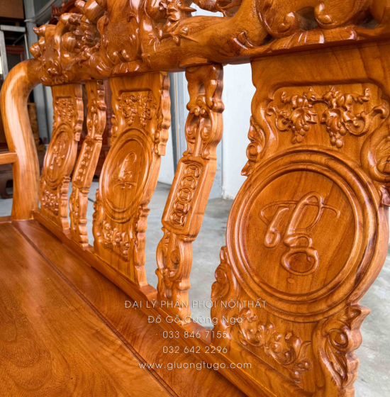 Ghế Salon Gỗ Gõ Đỏ Tay 10 - 6 Món Cao Cấp 
