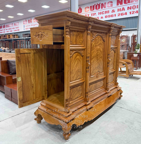 Tủ Thờ Gỗ Gõ Đỏ Cao Cấp 1m75 Cánh Trơn