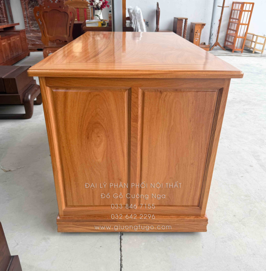 Bàn Làm Việc Giám Đốc Gỗ Gõ Đỏ 1m6 Chạm Mã Đáo Thành Công