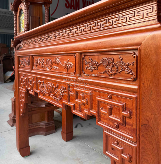 Bàn Thờ Gia Tiên Gỗ Hương Đá Cao Cấp Trạm Sen Bền Đẹp 