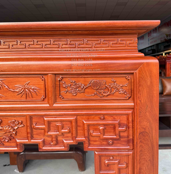 Bàn Thờ Gia Tiên Gỗ Hương Đá Cao Cấp Trạm Sen Bền Đẹp 