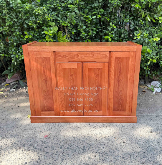 Tủ Để Giày Dép Gỗ Xoan Đào 4 Cánh Trơn Hiện Đại 1m2