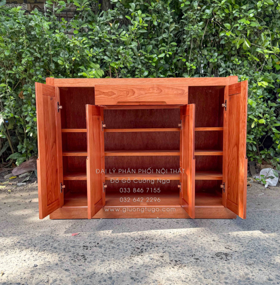 Tủ Để Giày Dép Gỗ Xoan Đào 4 Cánh Trơn Hiện Đại 1m2