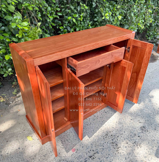 Tủ Để Giày Dép Gỗ Xoan Đào 4 Cánh Trơn Hiện Đại 1m2
