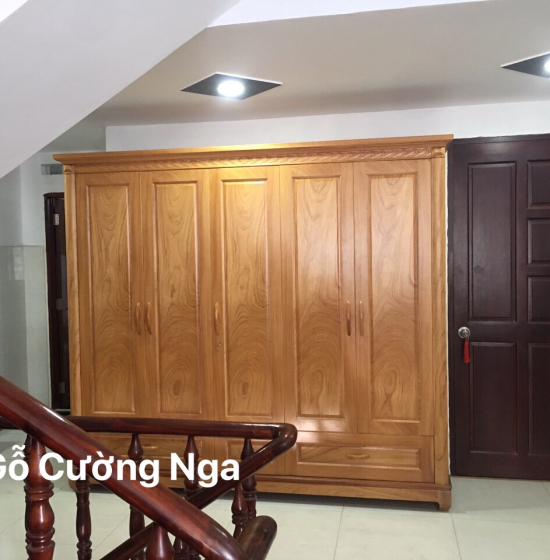 Tủ quần áo gỗ gõ đỏ 5 cánh 2m3