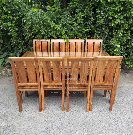 Bàn Ăn Gỗ Hương Xám 8 Ghế Đẹp Hiện Đại 
