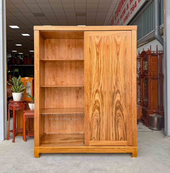 Tủ Áo Gỗ Hương Xám 2 Cánh Cửa Lùa Hiện Đại