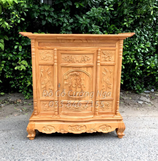 Tủ thờ gỗ gõ đỏ 1m27 - trạm Tam Đa BT 015