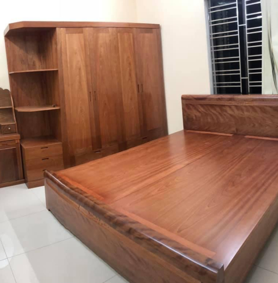 Tủ quần áo gỗ xoan đào 2m3 kèm góc trang trí - vế phải 