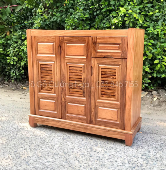 Tủ Giày Dép Gỗ Hương Xám Hiện Đại 3 Cánh TD 010