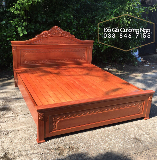 Giường gỗ xoan đào vạt phản - mẫu nữ hoàng 