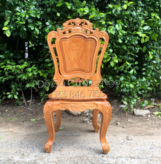 Bộ bàn ăn tròn gỗ gõ đỏ 6 ghế cao cấp - mẫu lu y 