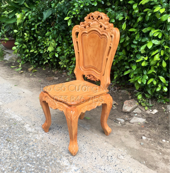 Bộ bàn ăn tròn gỗ gõ đỏ 6 ghế cao cấp - mẫu lu y 