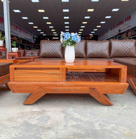 Sofa Gỗ Gõ Đỏ Góc L 2m8x2m1 Chân Thuyền Nệm Cao Su Cao Cấp