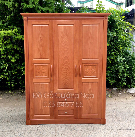 Tủ quần áo gỗ xoan đào 3 cánh hiện đại giá tốt 