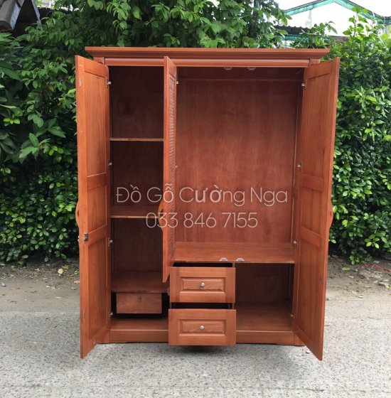 Tủ quần áo gỗ xoan đào 3 cánh hiện đại giá tốt 