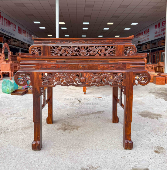 Bàn thờ gia tiên 2 tầng gỗ muồng - tay cuốn 1m34 giá rẻ 