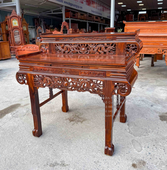 Bàn thờ gia tiên 2 tầng gỗ muồng - tay cuốn 1m34 giá rẻ 