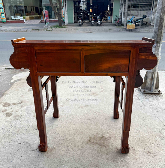 Bàn thờ gia tiên 2 tầng gỗ muồng - tay cuốn 1m34 giá rẻ 