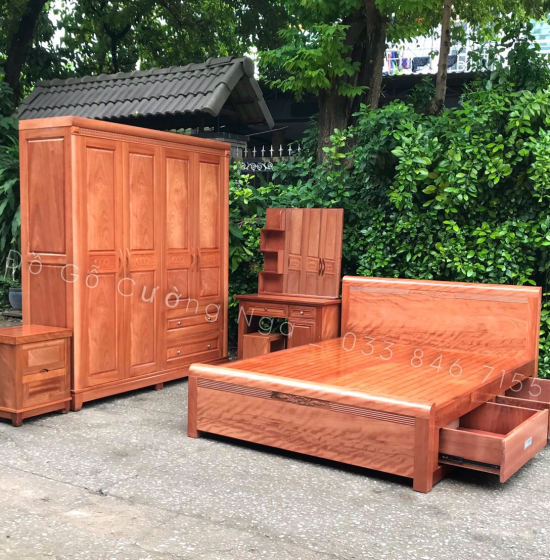 Nội thất combo phòng ngủ gỗ xoan đào  - cao cấp 