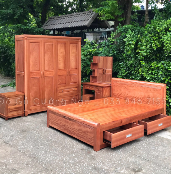 Nội thất combo phòng ngủ gỗ xoan đào  - cao cấp 