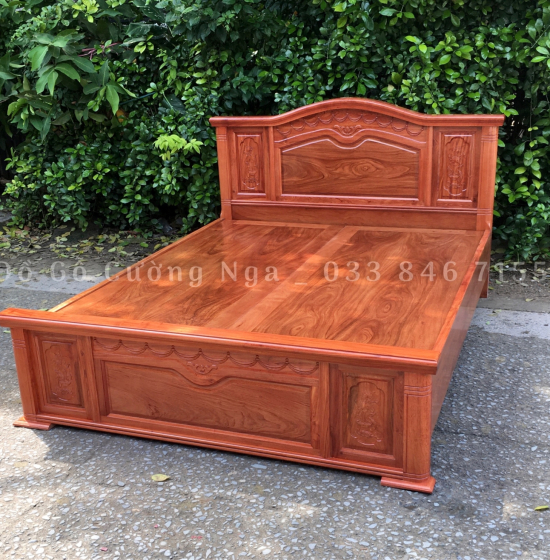 Giường gỗ hương đá phản liền cao cấp - mẫu nữ hoàng 