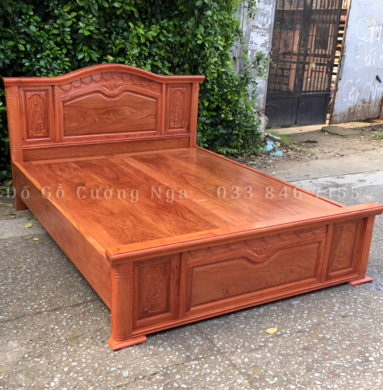 Giường gỗ hương đá phản liền cao cấp - mẫu nữ hoàng 