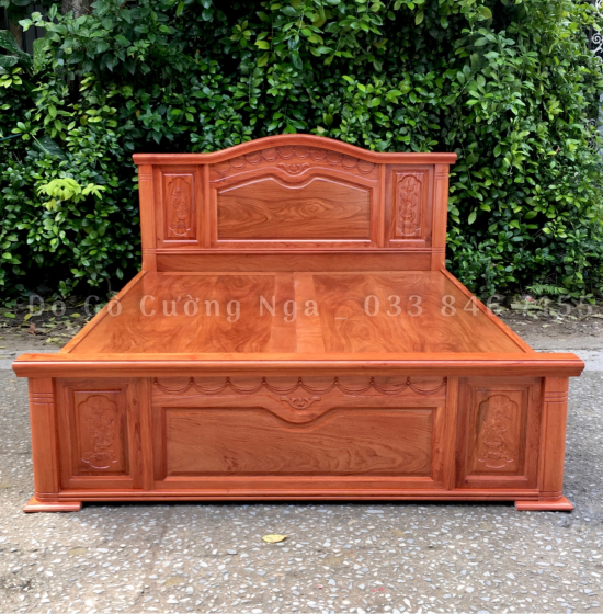 Giường gỗ hương đá phản liền cao cấp - mẫu nữ hoàng 