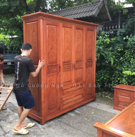 Combo phòng ngủ gỗ hương đá - mẫu nữ hoàng hiện đại 