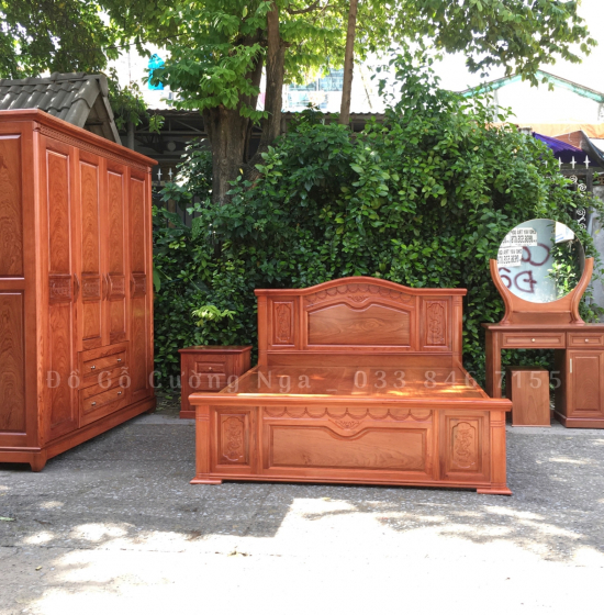 Combo phòng ngủ gỗ hương đá - mẫu nữ hoàng hiện đại 