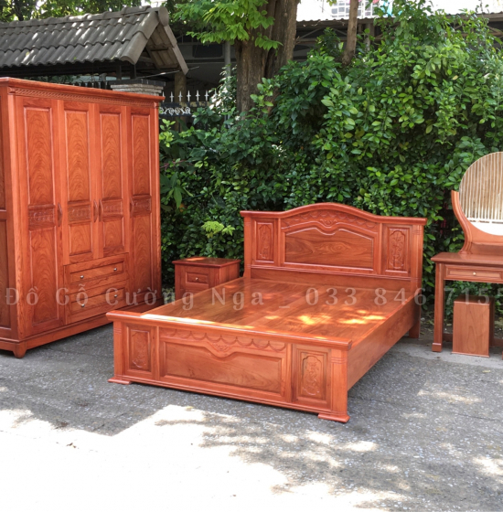Combo phòng ngủ gỗ hương đá - mẫu nữ hoàng hiện đại 