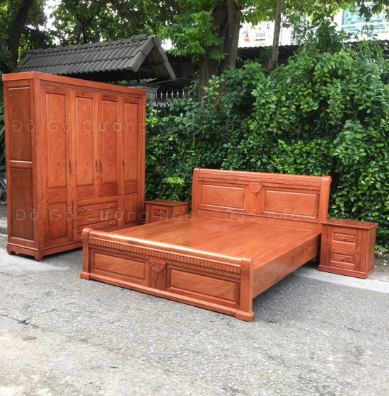 Tủ áo gỗ hương đá - 4 cánh mẫu hiện đại 