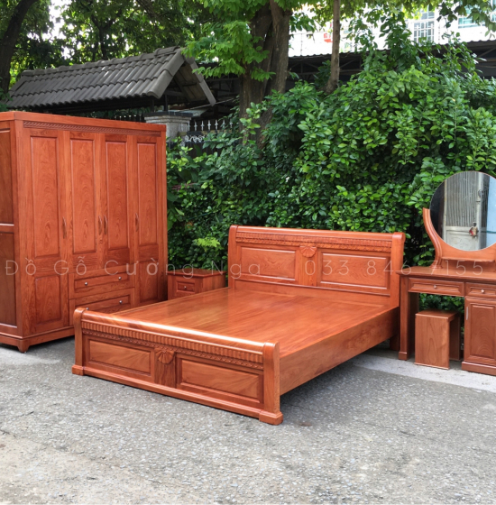 Tủ áo gỗ hương đá - 4 cánh mẫu hiện đại 