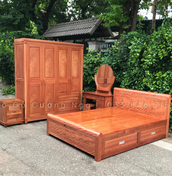 Nội thất combo phòng ngủ gỗ xoan đào  - cao cấp 
