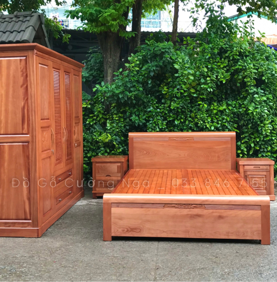 Bộ combo phòng ngủ gỗ xoan đào - hiện đại 