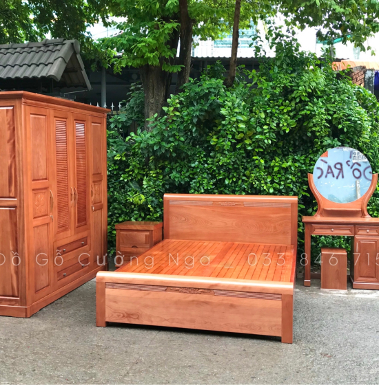 Bộ combo phòng ngủ gỗ xoan đào - hiện đại 