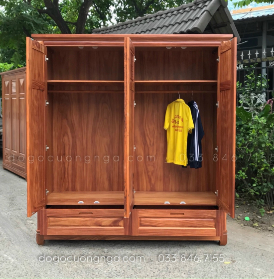 Tủ Quần Áo Gỗ Cẩm Vân 4 Cánh Hiện Đại CV 29.2