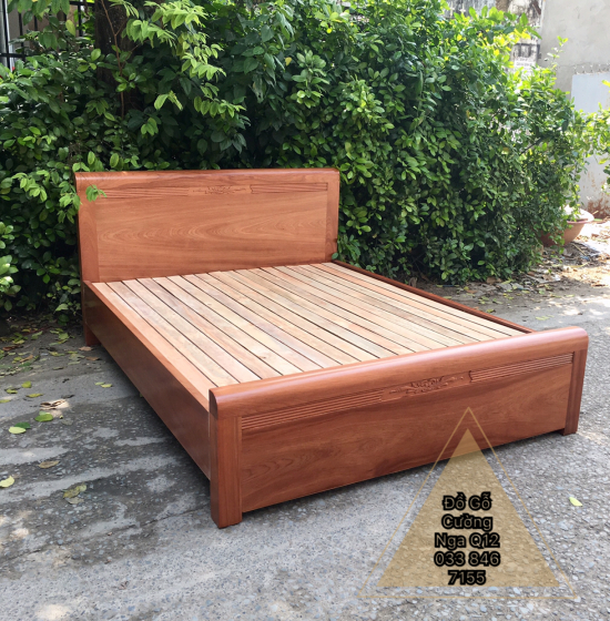 Giường gỗ xoan đào lào vạt lan - mẫu chỉ hoa đẹp