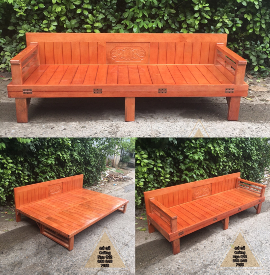 Giường gấp gỗ sồi - ghế mở thành giường hiện đại 