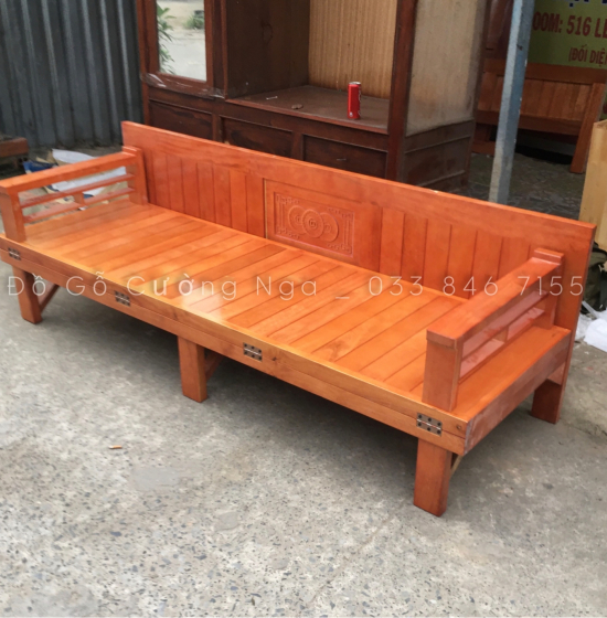 Giường gấp gỗ sồi - ghế mở thành giường hiện đại 