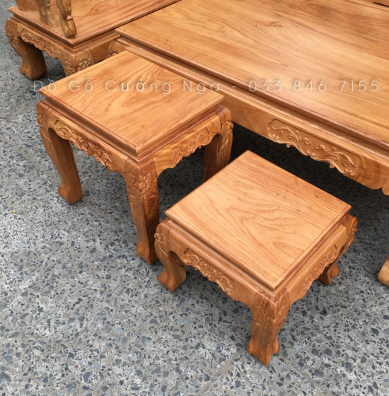 Salon Gỗ Gõ Đỏ Tay 12 - 6 Đào Chim