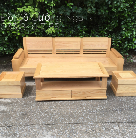 Sofa Văng Gỗ Sồi Nga 2m Kèm Nệm Giá Rẻ Sang Trọng