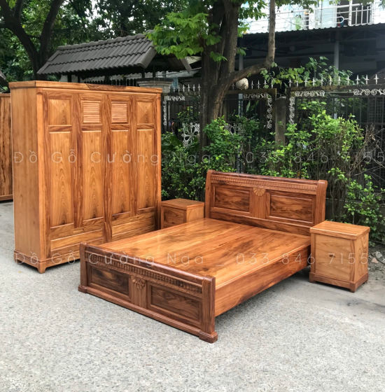 Tủ áo gỗ hương xám - 4 cánh mẫu chóp 