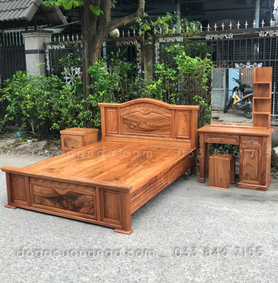 Bộ nội thất phòng ngủ gỗ hương xám - mẫu nữ hoàng