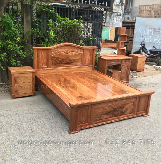 Giường gỗ hương xám vạt phản mẫu nữ hoàng 
