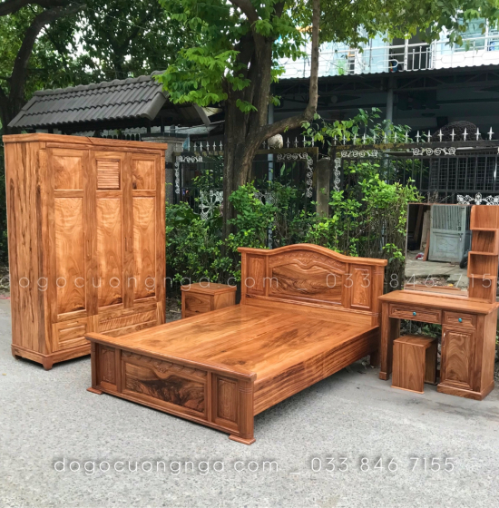 Combo phòng ngủ gỗ hương xám đẹp - mẫu mới 