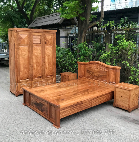 Combo phòng ngủ gỗ hương xám đẹp - mẫu mới 